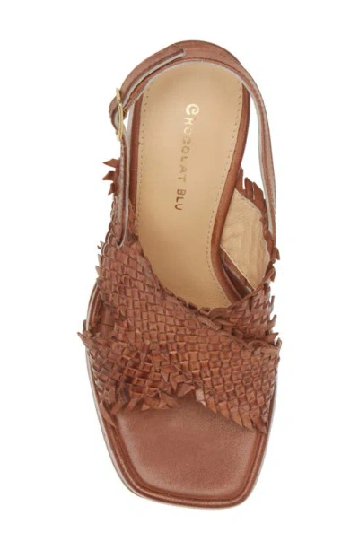Chocolat Blu Inaya Slingback Platform Sandal In Brown Leather
