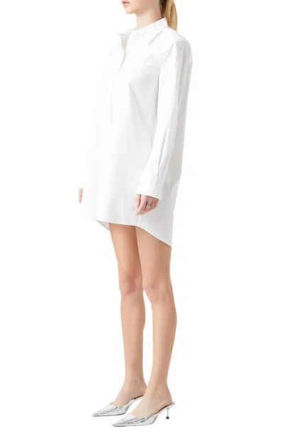 Shop Grey Lab Long Sleeve Mini Shirtdress In White