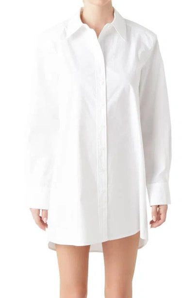 Shop Grey Lab Long Sleeve Mini Shirtdress In White