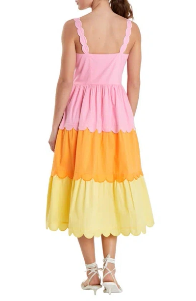 Shop English Factory Colorblock Scallop Sundress In Pink Multi