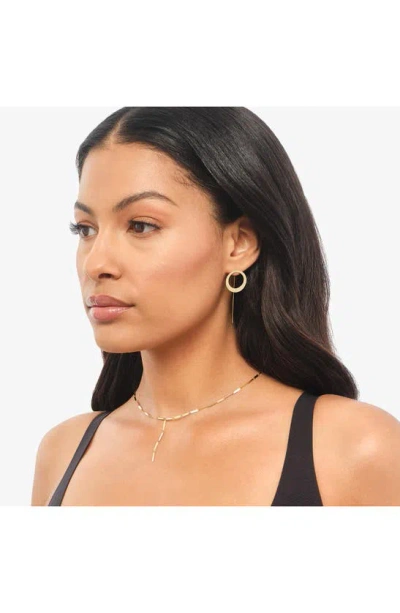 Lana Laser Mini Rectangle Lariat Necklace In Yellow Gold