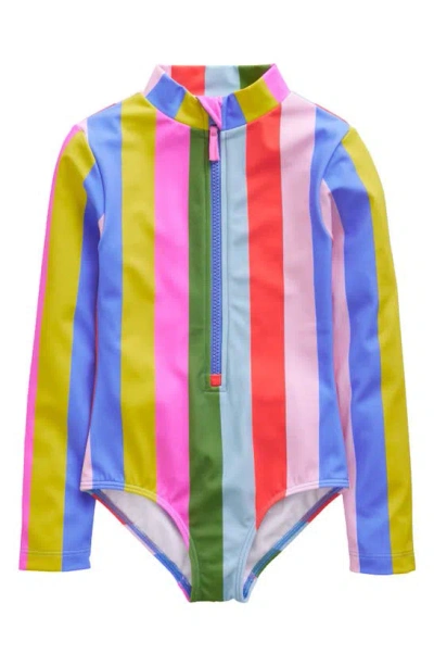 Shop Mini Boden Kids' Long Sleeve One-piece Swimsuit In Multi Stripe