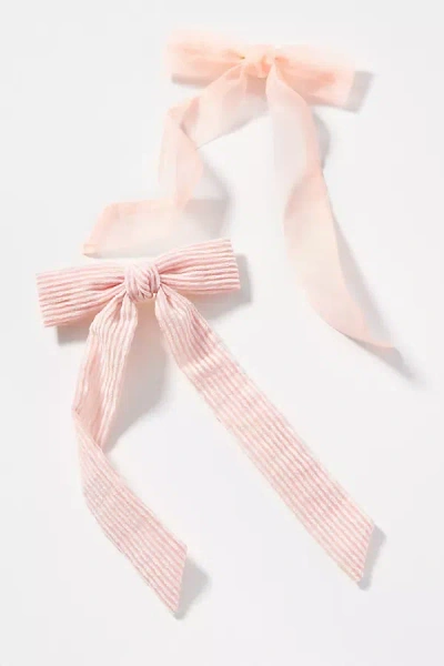 Shop By Anthropologie Bow Barrettes, Set Of 2 In Pink