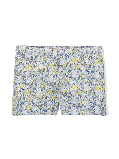Bonpoint Calista Bermuda Shorts In Blue Flowers In White