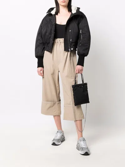 Shop Moncler Genius Wide-leg Turn-up Trousers In Beige