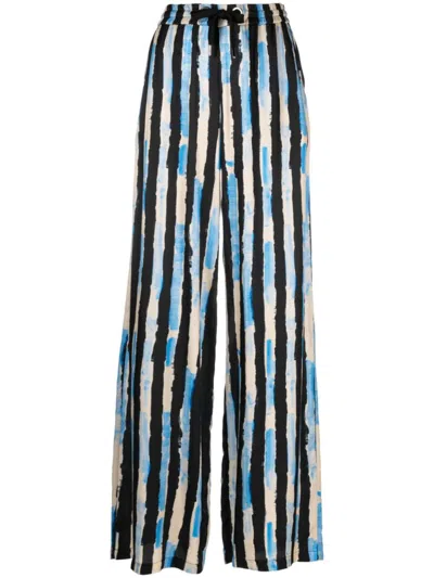 Shop Pinko Poirot Trousers In Viscose With Painterly Stripe In Multicolour