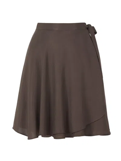Shop Nocturne Flowy Wrap Skirt In Brown