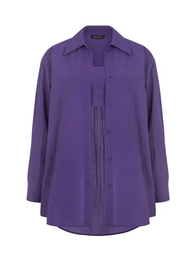Shop Nocturne Oversized Twin Set Shirt In Purple