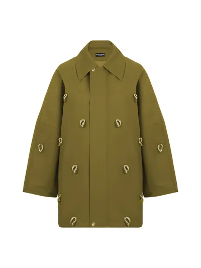 Shop Nocturne Chained Trench Coat In Green