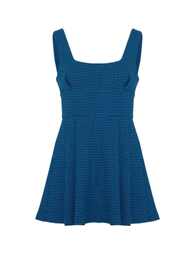 Shop Nocturne Pleated Mini Dress In Blue