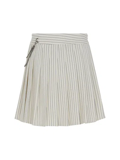 Shop Nocturne Striped Pleated Mini Skirt In Multi