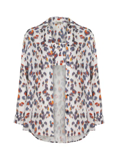 Shop Nocturne Leopard Print Twin Set Shirt In Multi