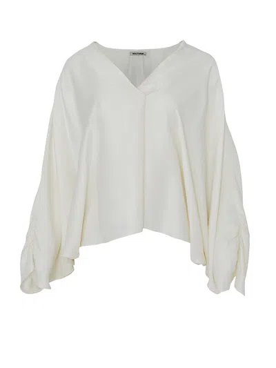 Shop Nocturne Batwing Sleeve V-neck Top In White