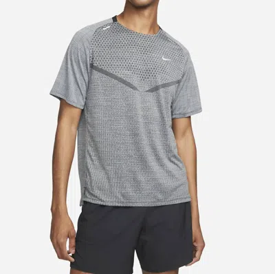 Shop Nike Men's Dri-fit Adv Short-sleeve Running Top In Smoke Grey