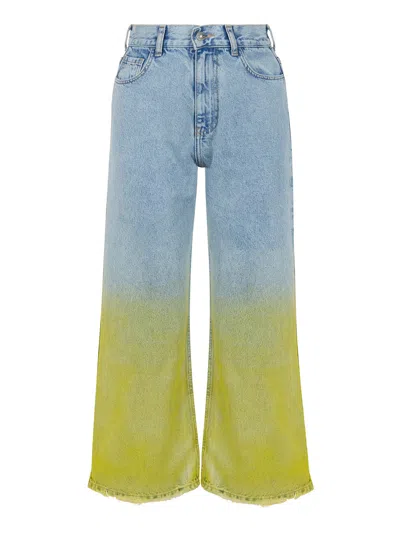 Shop Nocturne Faded Wide-leg Jeans In Blue