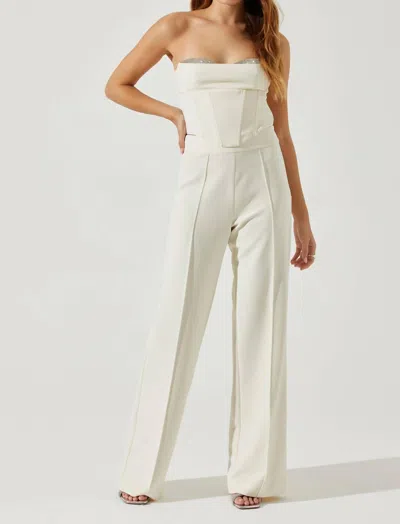 Shop Astr Madison Pintuck Pants In Ivory In Multi