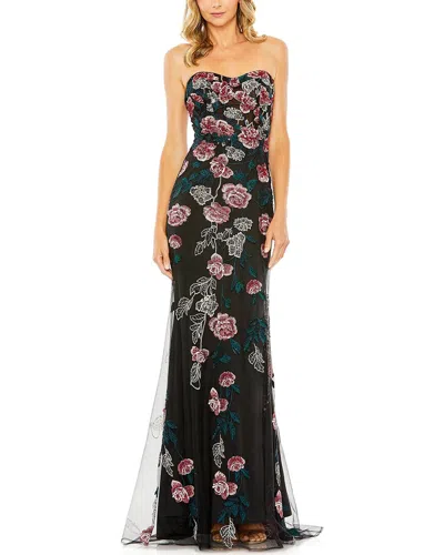 Shop Mac Duggal Strapless Floral Embroidered Gown In Multi