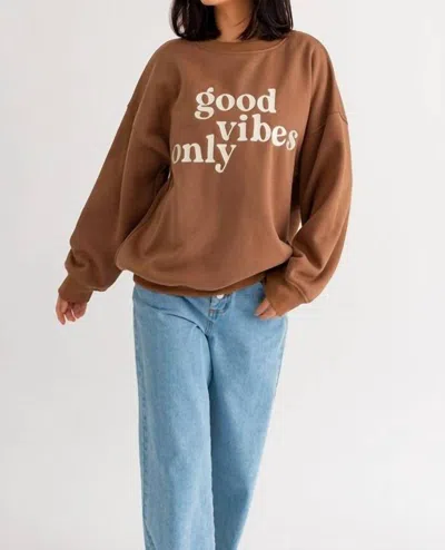 Shop Le Lis The Good Vibes Only Oversized Sweatshirt In Brown