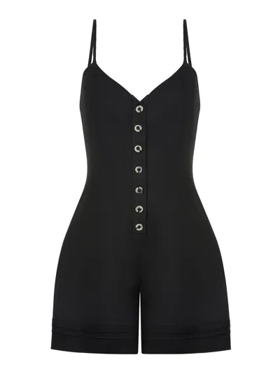 Shop Nocturne Mini Linen Jumpsuit In Black