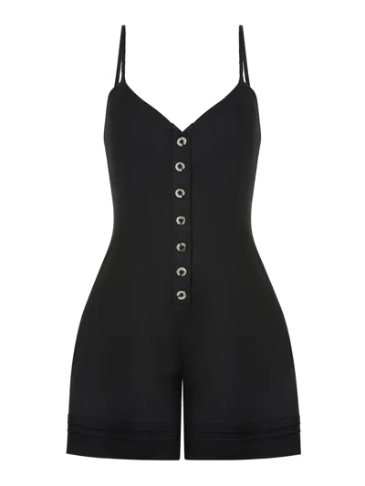 Nocturne Mini Linen Jumpsuit In Black