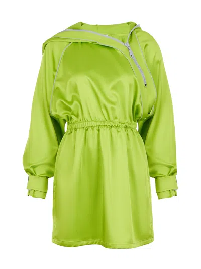 Shop Nocturne Asymmetric Collar Mini Dress In Green