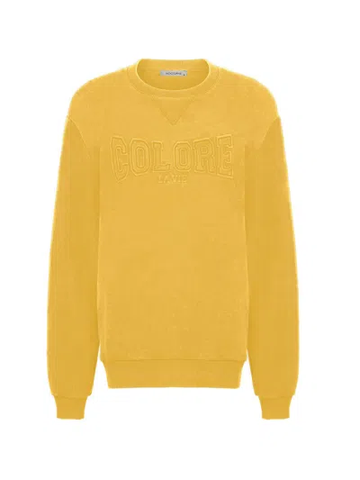 Shop Nocturne Text Print Oversized Sweatshirt In Yellow