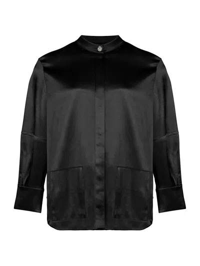 Shop Nocturne Mandarin Collar Shirt In Black