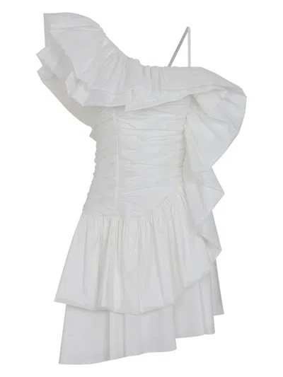 Nocturne Women's One Shoulder Draped Taffeta Dress In White