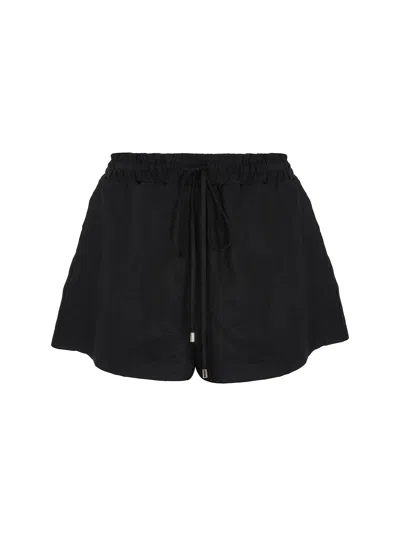 Shop Nocturne Mini Linen Shorts In Black