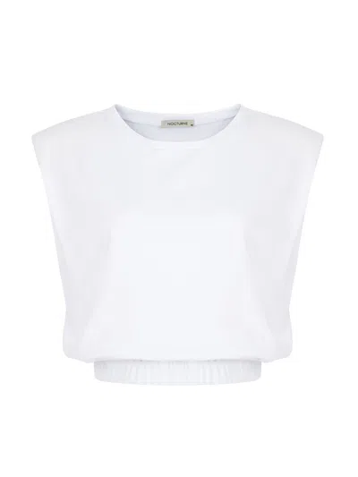 Shop Nocturne Shoulder Pad T-shirt In White