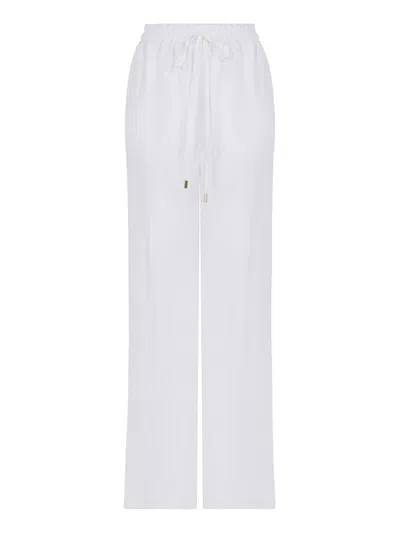 Shop Nocturne Wide-leg Linen Pants In White