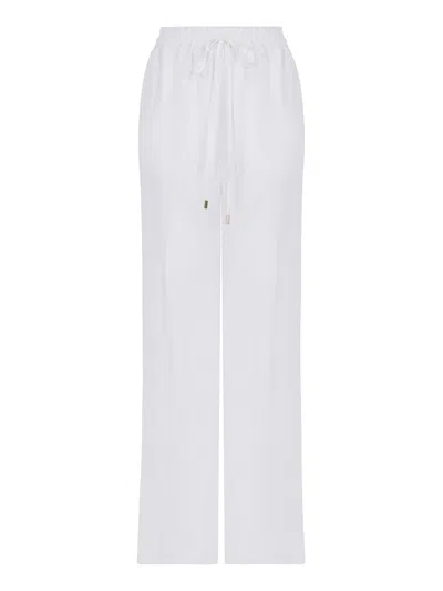 Nocturne Wide-leg Linen Pants In White