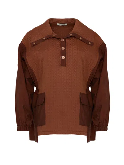 Shop Nocturne Oversized Quilted Sweatshirt In Brown