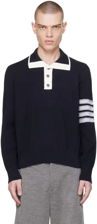 Shop Thom Browne Navy 4-bar Polo In 415 Navy