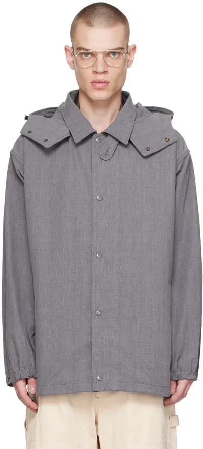 Shop Engineered Garments Gray Hooded Jacket In Sl002 B - H.grey Pc