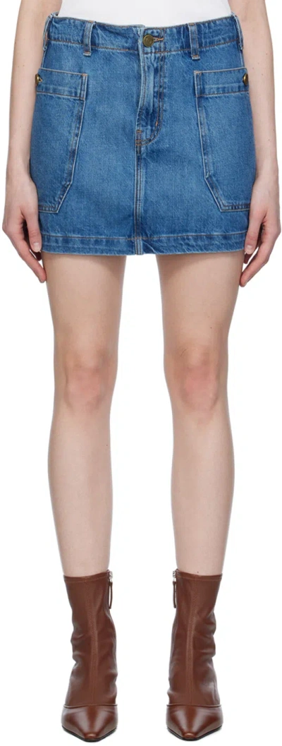 Shop Frame Blue Cargo Denim Miniskirt In Morey