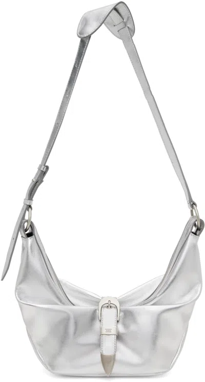 Shop Marge Sherwood Silver Belted Mini Bag In Silver Foiled Plain