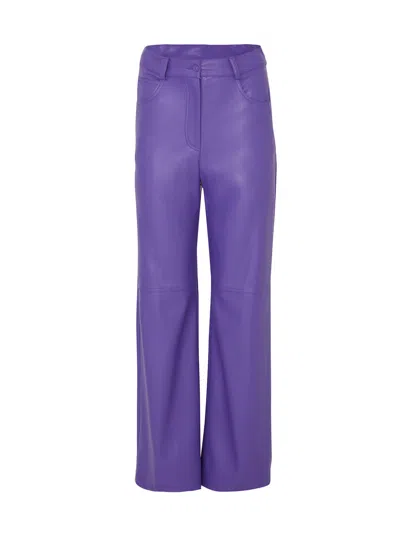 Shop Nocturne Wide Leg Pleather Pants In Purple