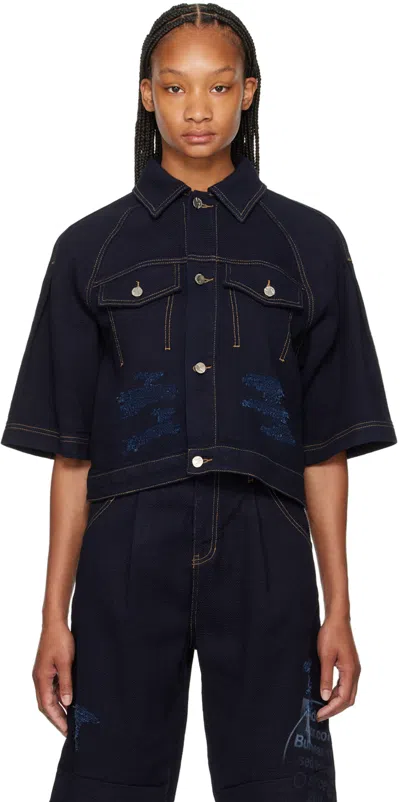Shop Ader Error Navy Printed Shirt In Blue