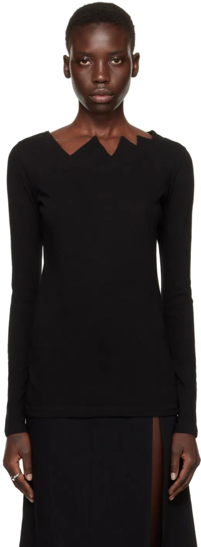 Shop Yohji Yamamoto Black Zig-zag Long Sleeve T-shirt In 1 Black