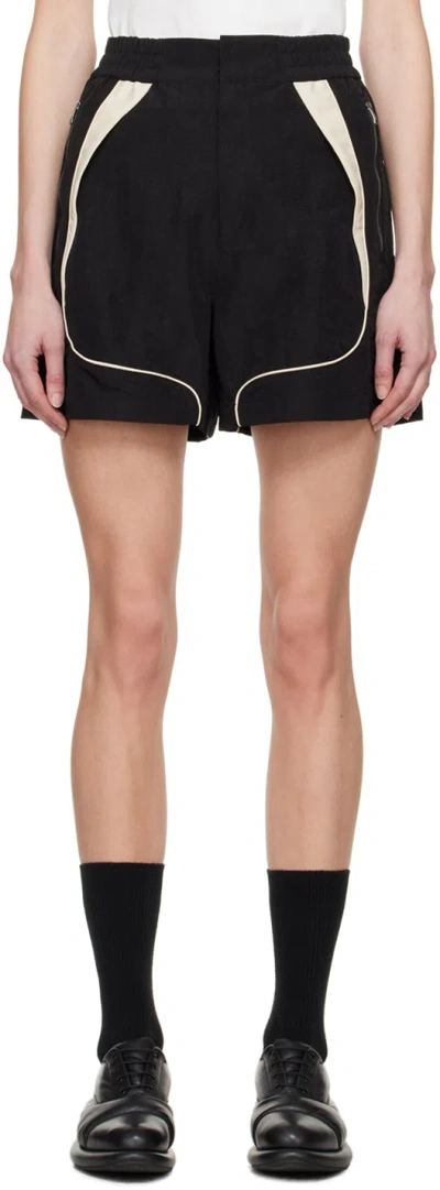 Shop Ader Error Black Paneled Shorts In Noir