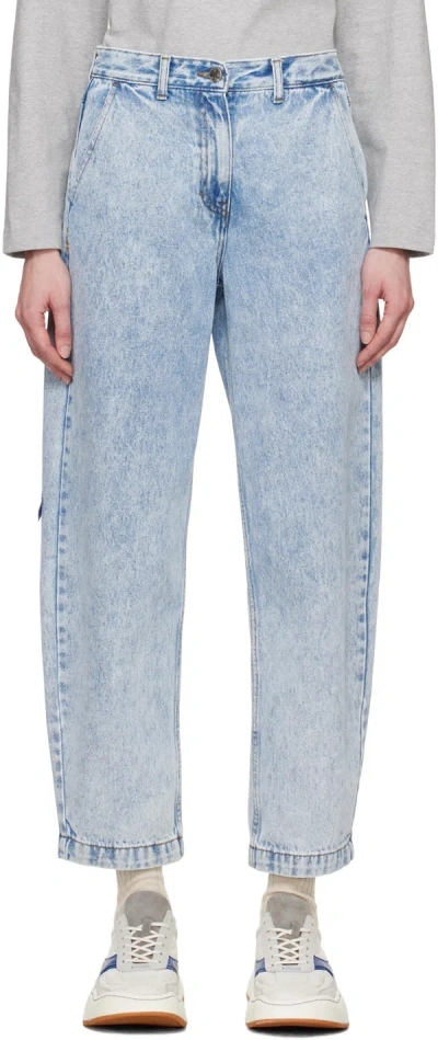 Shop Ader Error Blue Significant Tag Jeans In Sky Blue