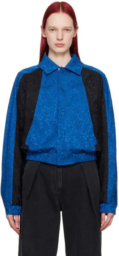 Shop Ader Error Blue Jacquard Jacket