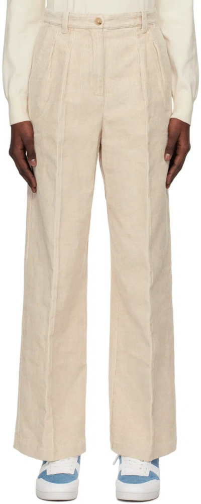 Shop Apc Off-white Tressie Trousers In Aad Ecru
