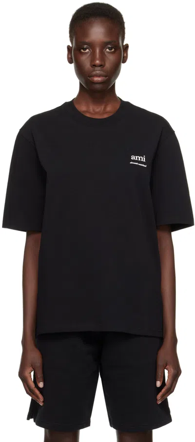 Shop Ami Alexandre Mattiussi Black Dropped Shoulder T-shirt In Black/001