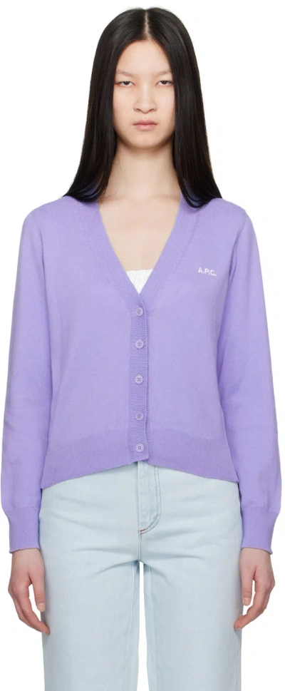 Shop Apc Purple Bee Cardigan In Hae Lavande