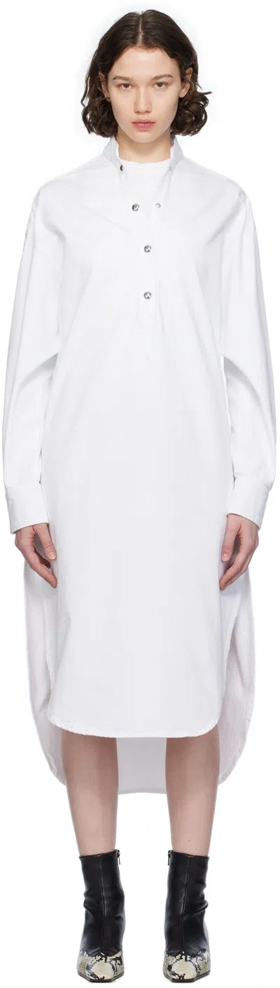 Shop Khaite White Seffi Denim Midi Dress In 100 White