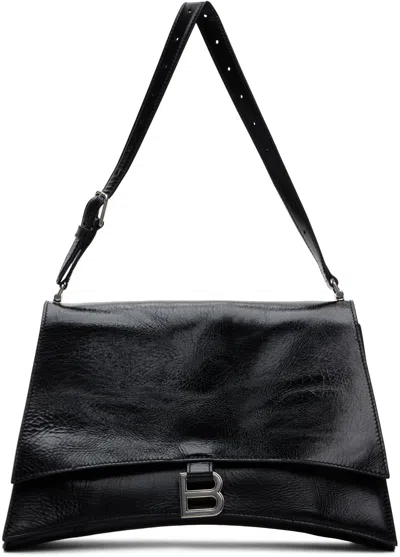 Shop Balenciaga Black Medium Crush Sling Bag In 1000 Black