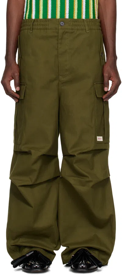 Shop Marni Green Drawstring Cargo Pants In 00v67 Leav Green