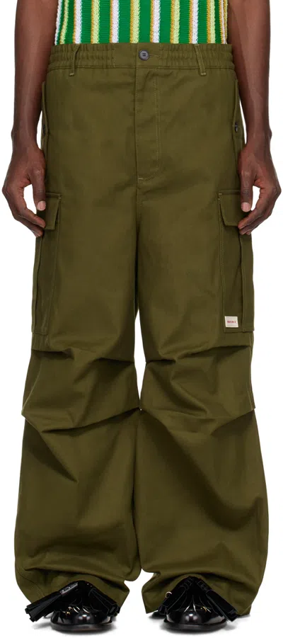 MARNI GREEN DRAWSTRING CARGO PANTS 